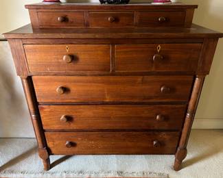Lot #65 - $450 Step back chest of drawers. 44"H x 43"W x 17"D