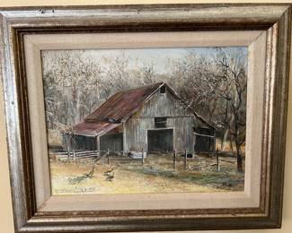 Lot #55 - $450 Marion Cook Barn painting. 16"x13" framed