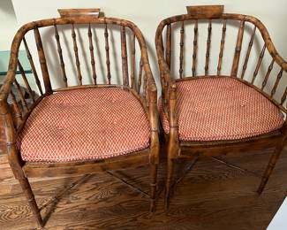Lot #21 - $700 - Pair of Century Furniture cane seat and "bamboo" back chairs