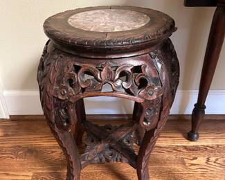 Lot #61 -$125 short carved stand. 19-1/2"H x12"W