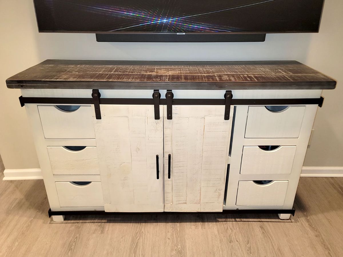 Farmhouse Console table/buffet/dresser with distressed finish.  reduced to $300. 60w x 18d x 35.5h