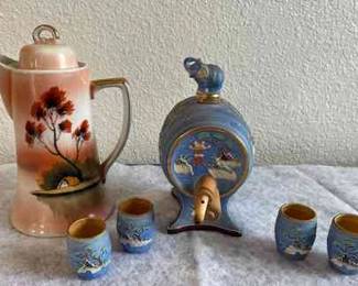 FTM062 Vintage Japanese Sake Server Set & Hot Chocolate Pot