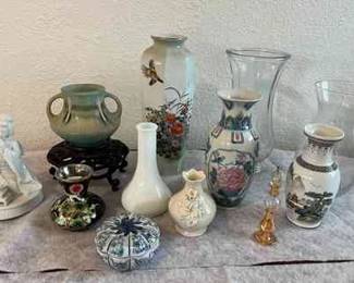 FTM063 Dorothy Okumoto Vase, Blown Glass Perfume Bottle, Japanese Musical Figurine & More!