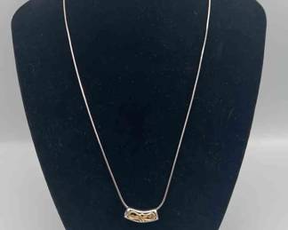 FTM103- 18" Sterling Silver Necklace With 14k Gold & Sterling