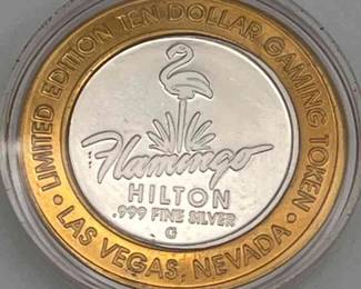 FTM106-Fine Silver Flamingo Hilton Gaming Token 