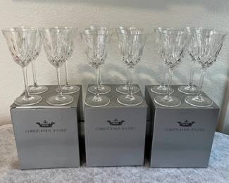 FTM069 Twelve Christopher Stuart Crystal Goblets New