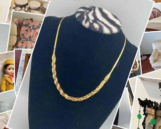 FANTASTIC THINGS IN MILILANI CTBids Online Auction • Bidding Ends 03/31/24 • Pickup 04/02/24
This auction features beautiful vintage gold & gemstones jewelry, beautiful furniture including leather, vintage, koa (?), a vintage/antique doll collection, vintage sterling silver souvenir spoons from around the world, kitchen goods including silverware sets, knives and more, household goods, collectibles, vintage Pyrex, mixed media art and so much more! What will you find! Happy bidding!