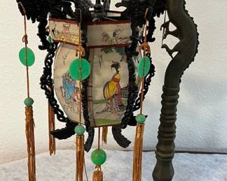 FTM077 Metal Chinese Dragon Table Lamp With Lantern