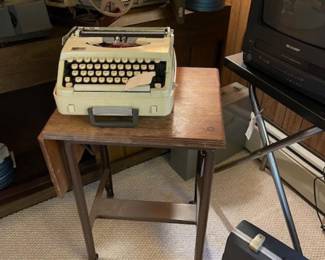 Brother vintage typewriter, typing table