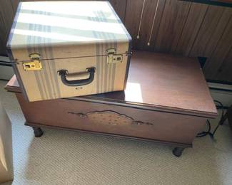Vintage suitcase.  Cedar lined blanket chest