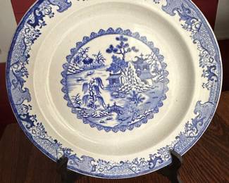 $30 ~ BLUE/WHITE ANTIQUE ASHWORTH HANLEY PLATE, 12.5".  (To purchase or inquire about this item, please text 470.370.0348.)