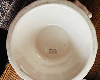 $40 ~ WHITE TUREEN, MADE IN GERMANY. EXCELLENT CONDITION. 12" w to handles, 8.5d, 12h. (To purchase or inquire about this item, please text 470.370.0348.)