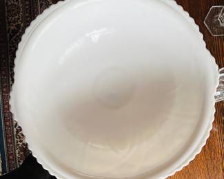 $40 ~ VTG MILK GLASS 2 PC PUNCHBOWL, VGUC. (To purchase or inquire about this item, please text 470.370.0348.)