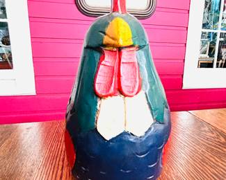 $18 ~ WOODEN FOLK ART ROOSTER. Measures approximately 11" w x 10" h. (To purchase or inquire about this item, please text 470.370.0348.)