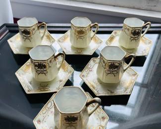 $50 - SET 6 STUNNING HAND PAINTED NIPPON CUP/SAUCERS. Beautiful condition. (To purchase or inquire about this item please text 470.370.0348.)