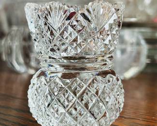 $10 ~ VTG LEAD CRYSTAL CLEAR TOOTHPICK HOLDER, EUC.  (To purchase or inquire about this item, please text 470.370.0348.)