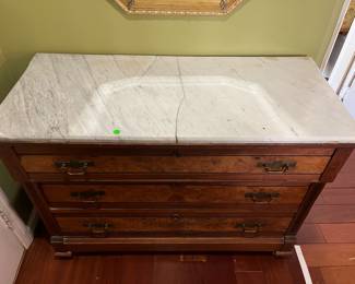ANTIQUE VICTORIAN WALNUT MARBLE - cracked top - $100