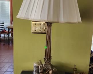 Vintage Cherub Cast Metal Table Lamp