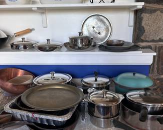 Pots and pans, corning ware, plates, dishes