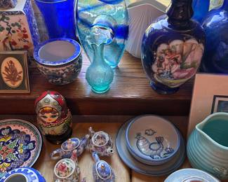 Plates, bowls, vases, asian pottery