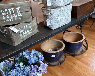 Wooden boxes and bins