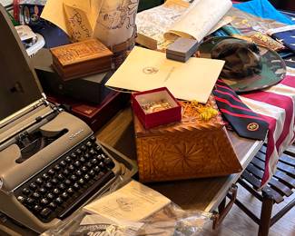 Vintage typewriter, political memorabilia