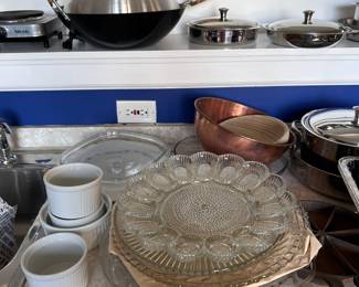 Pots and pans, corning ware, plates, dishes
