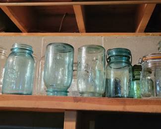 Green mason jars