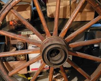 Antique wooden wagon wheel