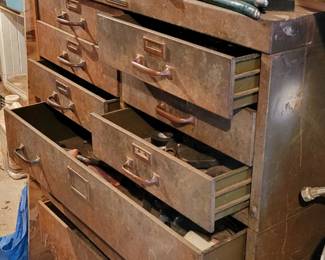 Vintage tool chest full of old hand tools
