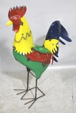7865 - Metal rooster garden figure, 40 x 26 x 18
