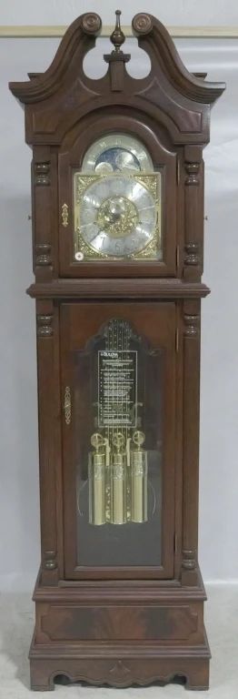 783 - Bulova mahogany grandfather clock 87 x 22 x 13
