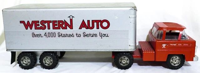 3981 - Western Auto toy truck & trailer 8 x 24 x 6.5
