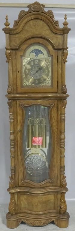 768 - Ridgeway sun/moon dial grandfather clock 86 x 21 x 13 showroom sample
