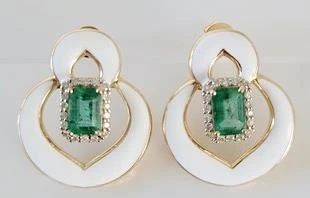 9z - Oscar Friedman Emerald necklace APP $76,895 18K yellow gold, 9 - 13.19CT TW octagonal step cut natural emeralds with 7.76CT TW diamonds 17"
