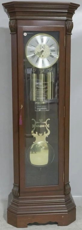 776 - Bulova mahogany grandfather clock 78 x 12 x 22
