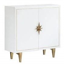 112 - Alden Parkes Starward 2 door white cabinet 38.25 x 38 x 14.25
