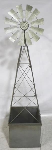 7855 - Windmill metal planter, 58" tall
