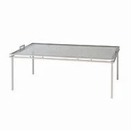 6119 - Alden Parkes Spencer cocktail table stainless silver new in box, NOT unpacked 20 x 50 x 33
