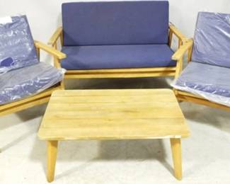 7914 - Patio bench, table & 2 chairs table 13 x 25 x 23 settee chairs
