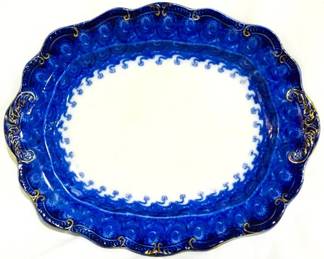 3994 - English flow blue oval platter, 13 x 11 Cavendish

