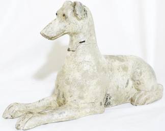 4101 - Laying hound figure, crack in neck, 9" tall
