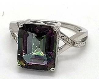24w - Sterling Silver Large Mystic Gemstone Ring size 8
