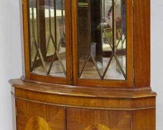 3909 - Inlaid English mahogany corner cabinet 71 x 36 x 20
