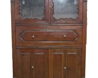 998 - Monumental carved multi compartment armoire 90x23x57 paw feet
