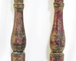 4120 - Pair painted candle prickets, 18"
