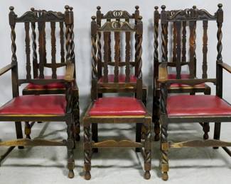 3931 - Matching set of 6 barley twist dining chairs 43 x 18 x 18
