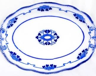 3992 - English flow blue oval platter, 14 x 10 W H Grindley
