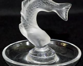 3855 - Lalique crystal pin dish with fish
