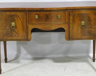 3916 - Inlaid mahogany buffet with lion head pulls 36 x 55 x 22 felt lined silverware drawer
